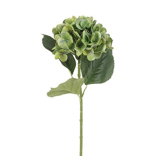 Grøn kunstig hortensia på enkelt stilk, 65 cm