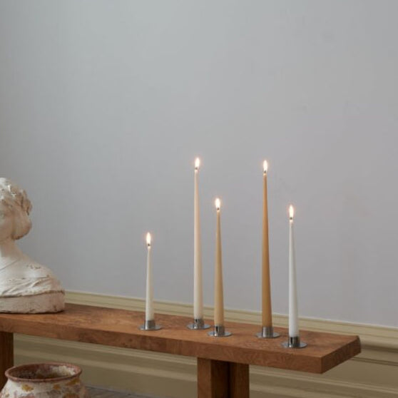 Lysestager 2 stk. - mat silver