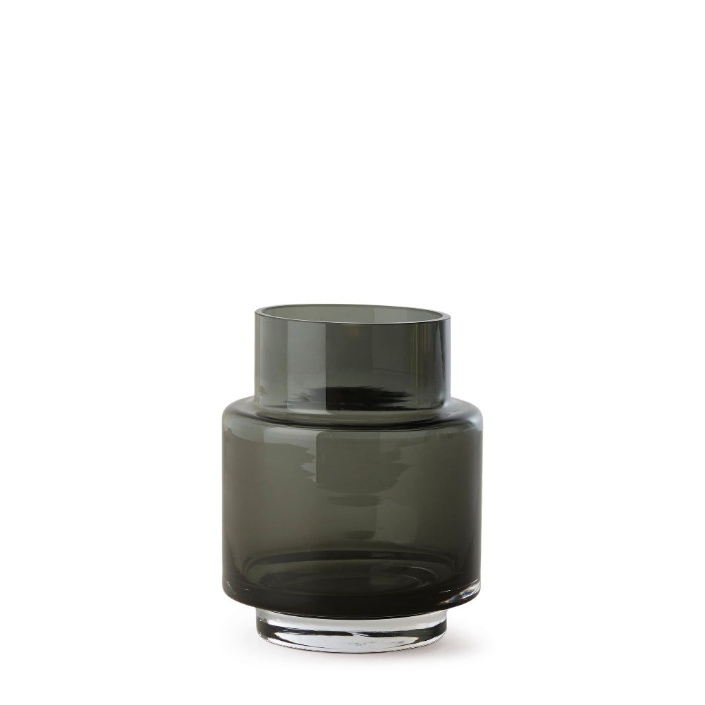 Hurricane no. 53 lysestage i mundblæst glas, Smoked Grey