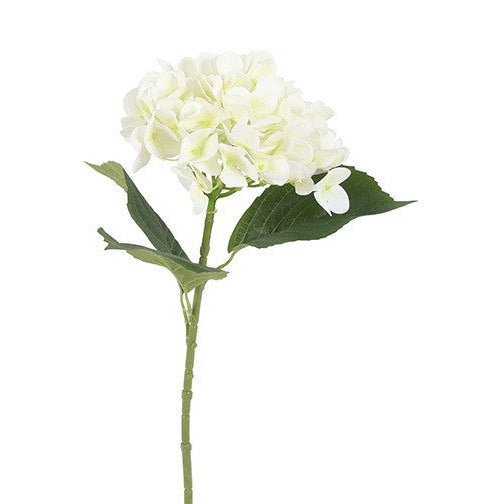 Hvid kunstig hortensia på enkelt stilk, 65 cm