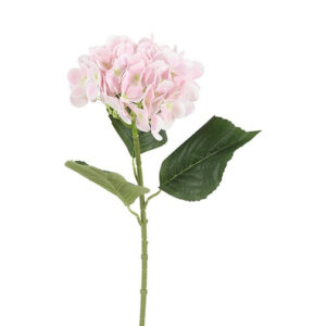 Lys-rosa kunstig hortensia på enkelt stilk, 65 cm