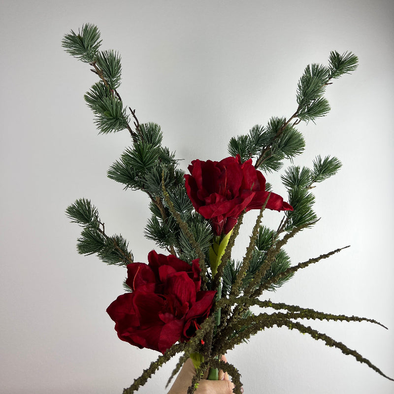 Julebuket med rød amaryllis