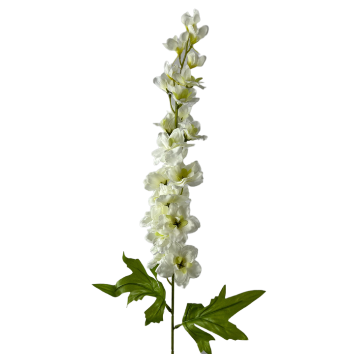 Kunstig ridderspore i hvid med tætsiddende blomster, 86 cm