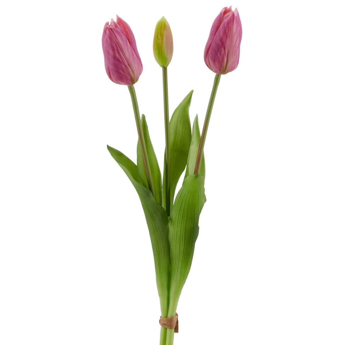 Bundt med 3 kunstige tulipaner i lys lilla, 41 cm