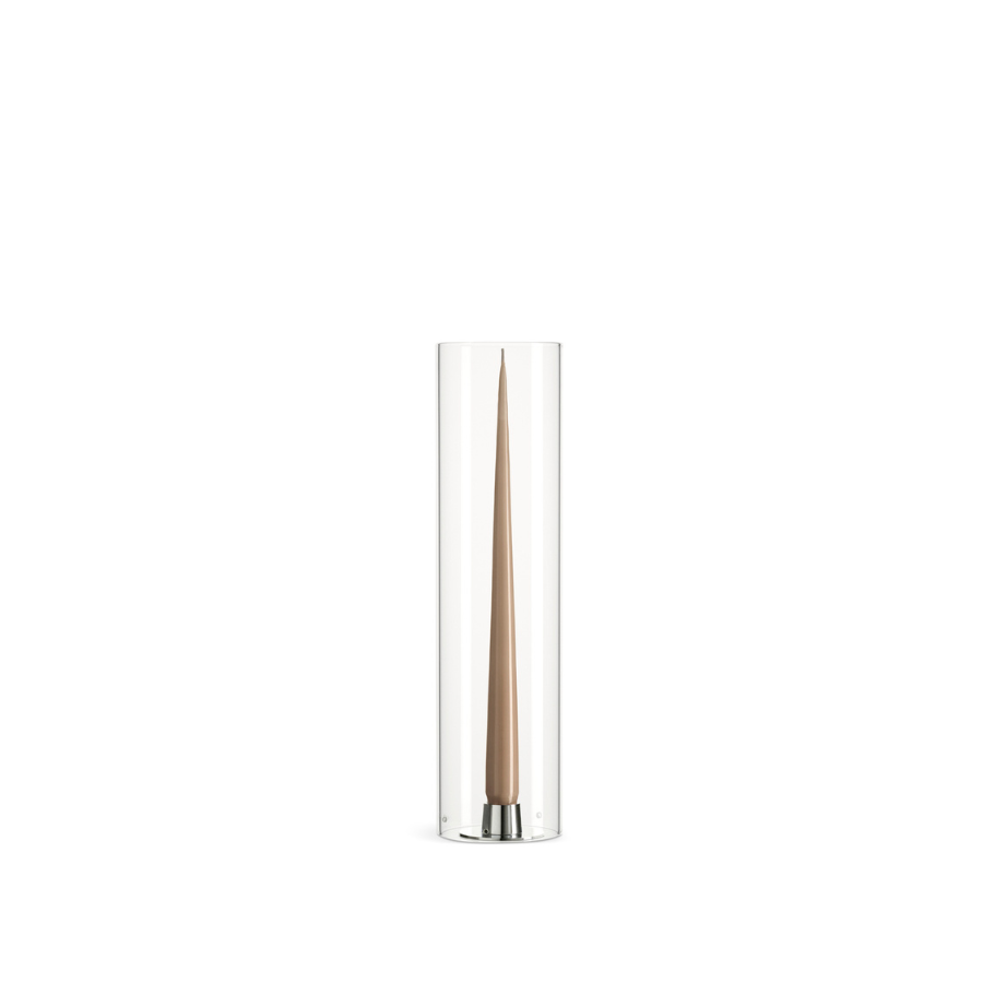 Cylindrisk glas fra ester & erik, stylet med lys og lysestage