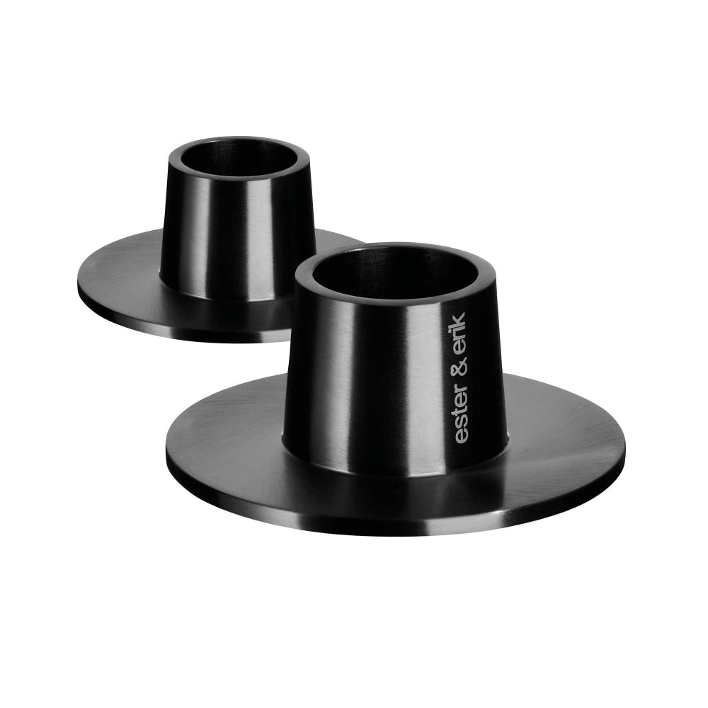 Lysestager 2-pak medium mat black fra ester & erik