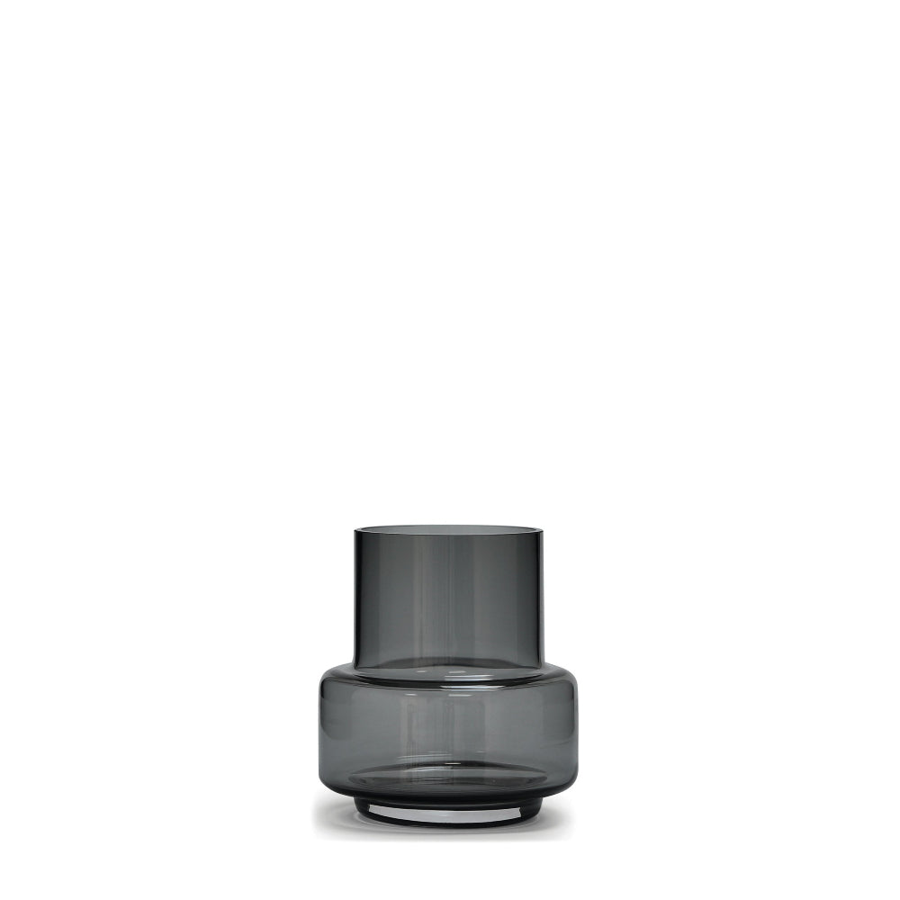 Hurricane Tealight no. 25 lysestage i mundblæst glas, Smoked Grey