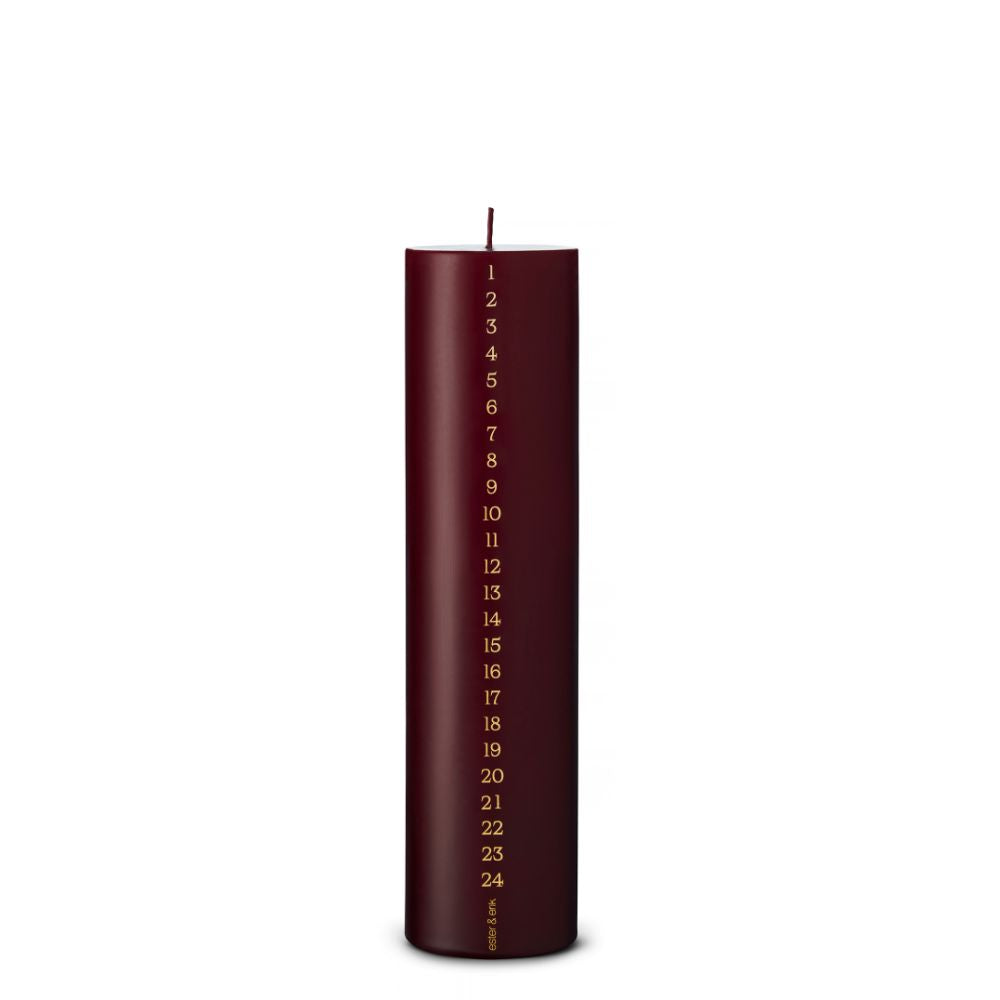 Kalenderlys Deep Wine nr. 44/2 fra ester & erik med tal i guld, 25 cm