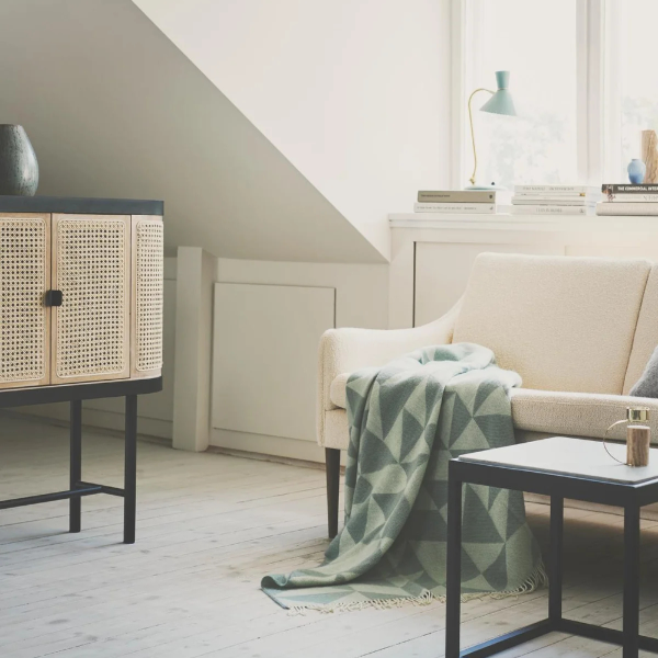 Twist a Twill plaid i ocean green fra Silkeborg Uldspinderi, stylet i interiør